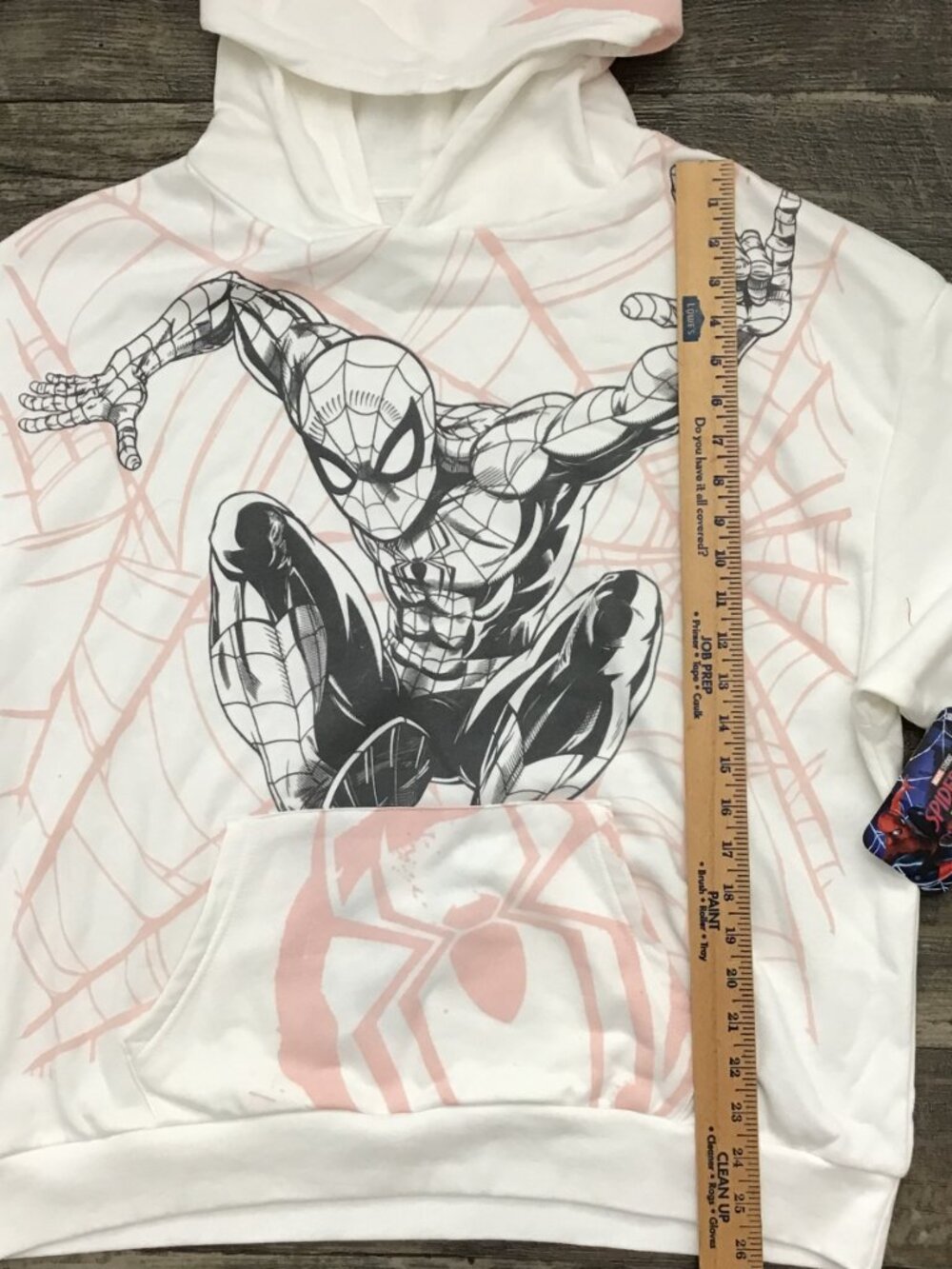 NWT Marvel Spiderman Women Sweatshirt Hoodie White/Pink Size Medium - Picture 6 of 9
